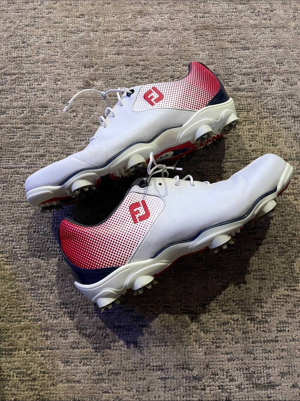FootJoy DNA HELIX White Blue and red Golf Shoes